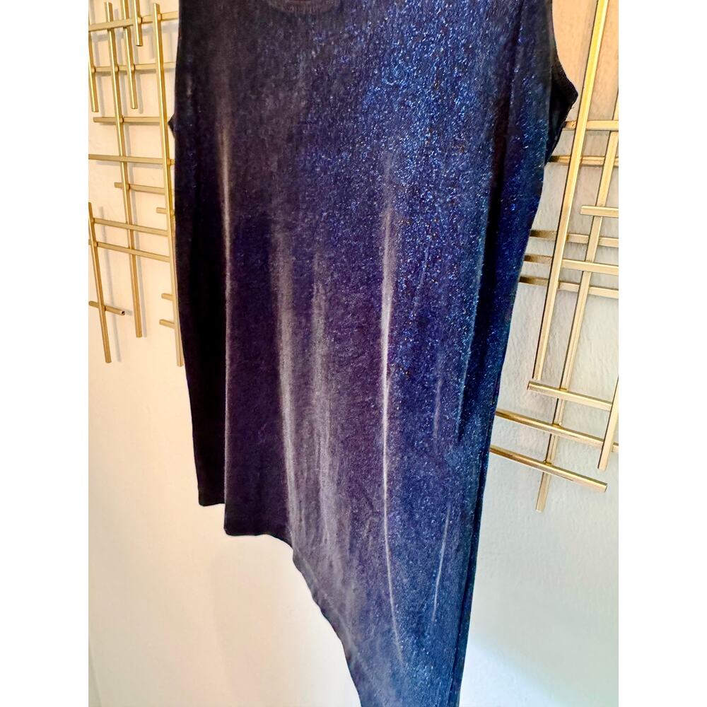 Chico’s Travelers Black Tank Blue Shimmer Sleeveless Stretch Top Size 0